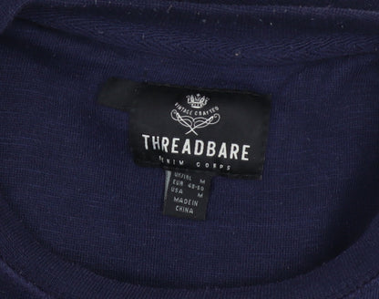 Mens UK Size M Threadbare Blue Pullover Sweatshirt