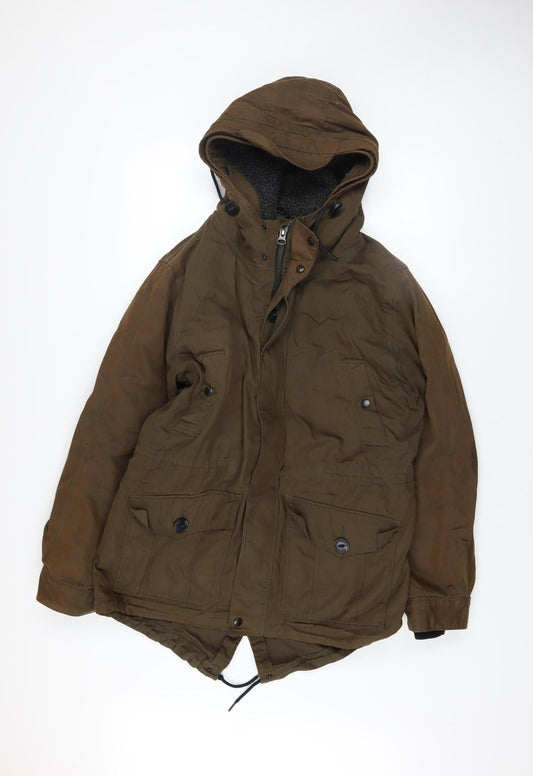 Mens UK Size S Red Herring Brown Parka Coat