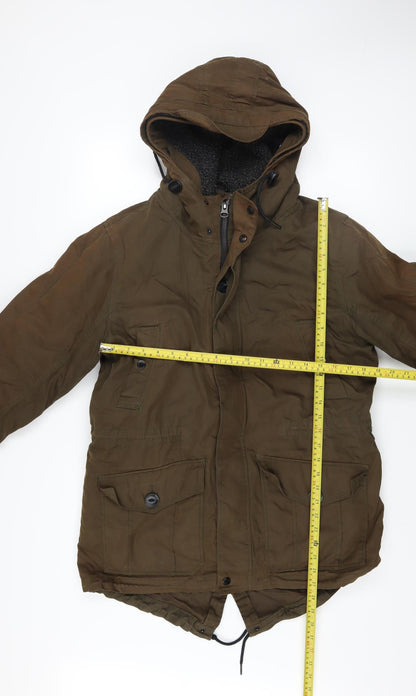 Mens UK Size S Red Herring Brown Parka Coat
