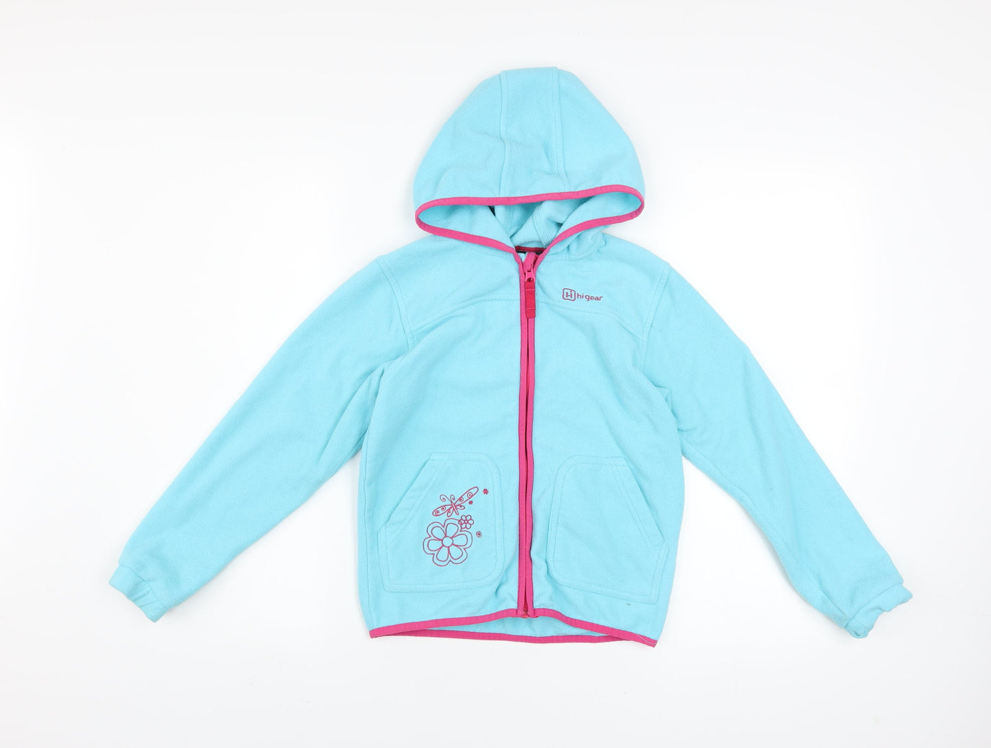 Hi Gear Girls Blue Fleece Hoodie Jacket 7-8 Years Hooded Zip Outdoor