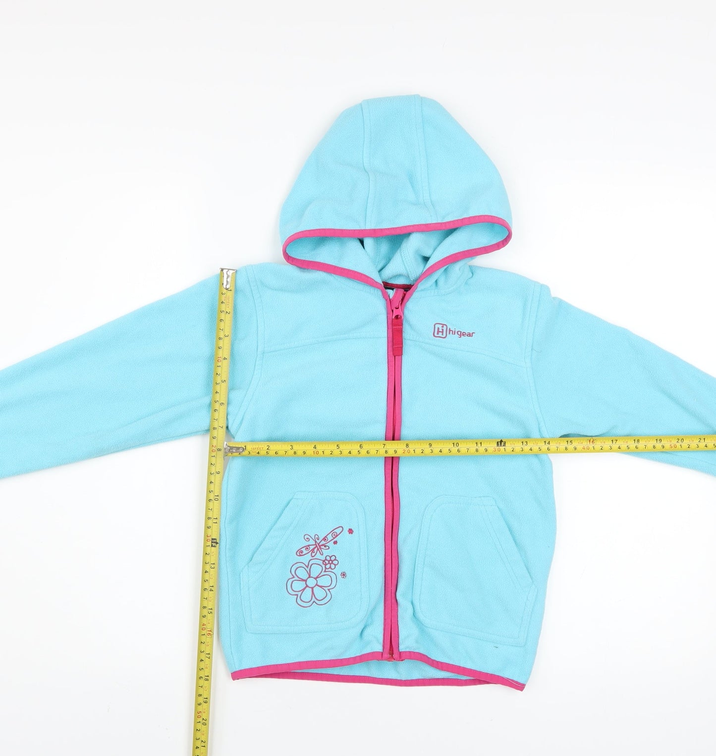 Hi Gear Girls Blue Fleece Hoodie Jacket 7-8 Years Hooded Zip Outdoor