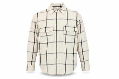 H&M Men's Beige Checked Long Sleeve Button-Up Shirt Size S