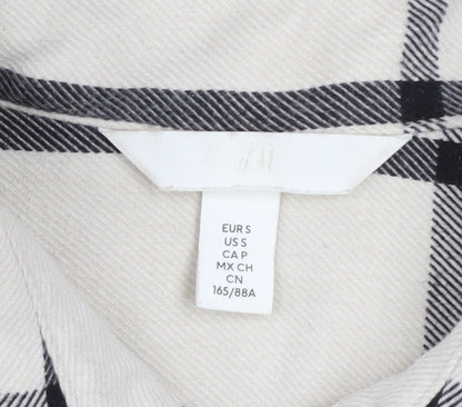 H&M Men's Beige Checked Long Sleeve Button-Up Shirt Size S