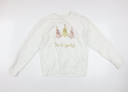 Womens UK Size M Lipsy London White Pullover Sweatshirt