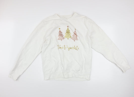 Womens UK Size M Lipsy London White Pullover Sweatshirt