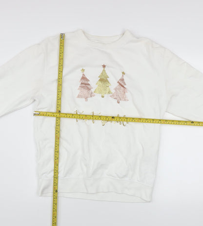 Womens UK Size M Lipsy London White Pullover Sweatshirt