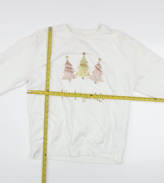 Womens UK Size M Lipsy London White Pullover Sweatshirt