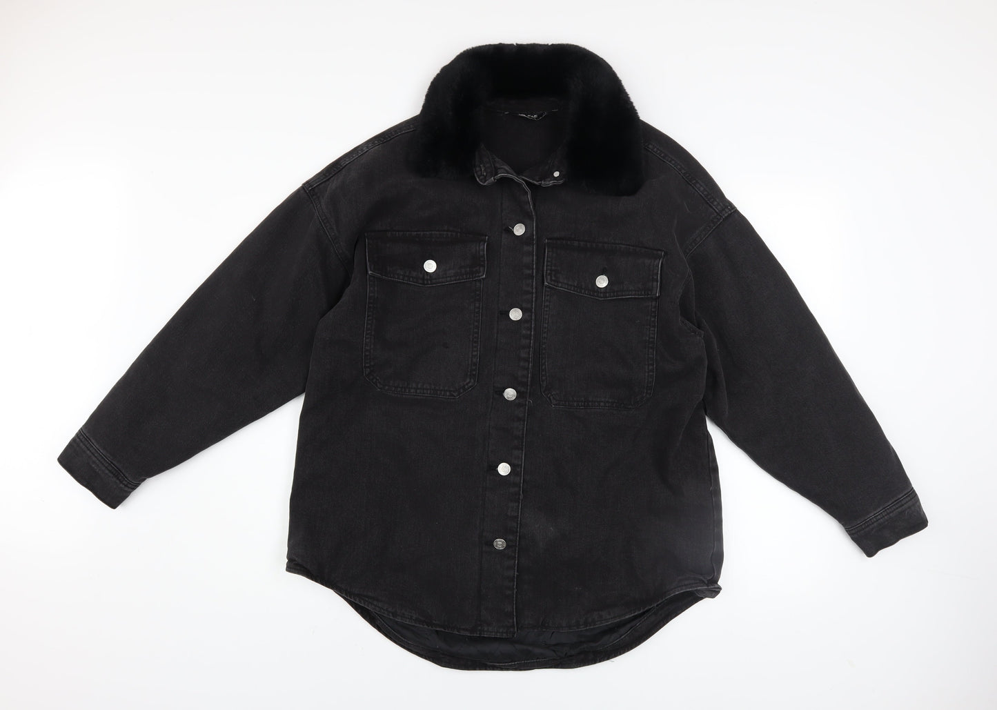 Womens UK Size 12 F&F Black Denim Jacket