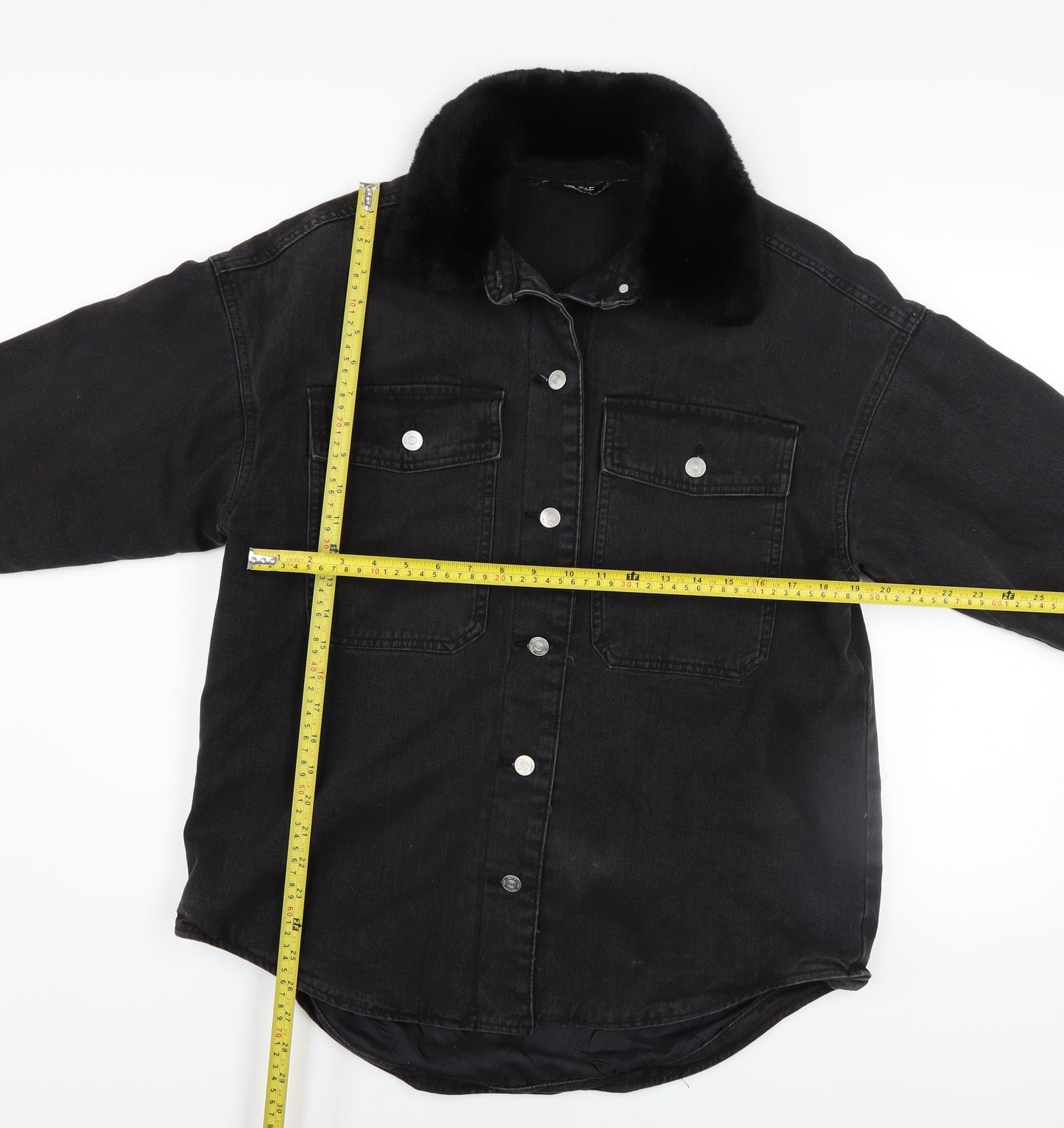 Womens UK Size 12 F&F Black Denim Jacket