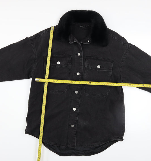 Womens UK Size 12 F&F Black Denim Jacket