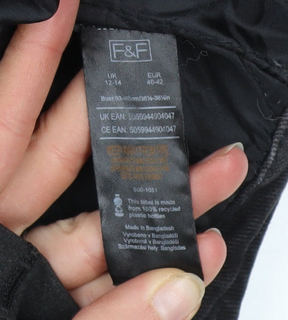 Womens UK Size 12 F&F Black Denim Jacket