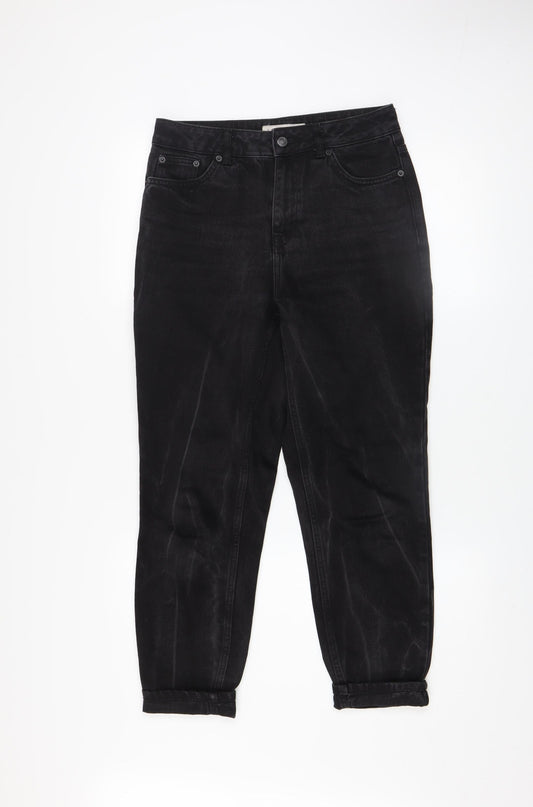 Womens UK Size 10 Topshop Regular Fit Mom Black Jeans