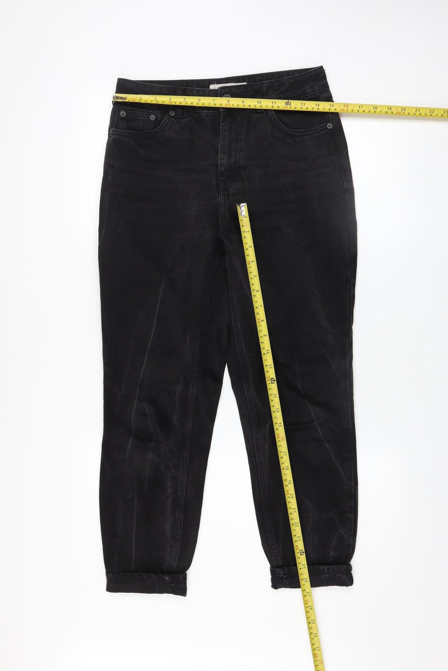 Womens UK Size 10 Topshop Regular Fit Mom Black Jeans