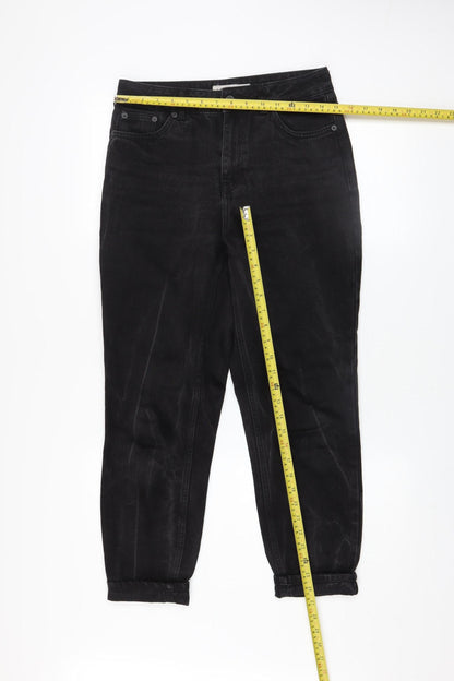 Womens UK Size 10 Topshop Regular Fit Mom Black Jeans