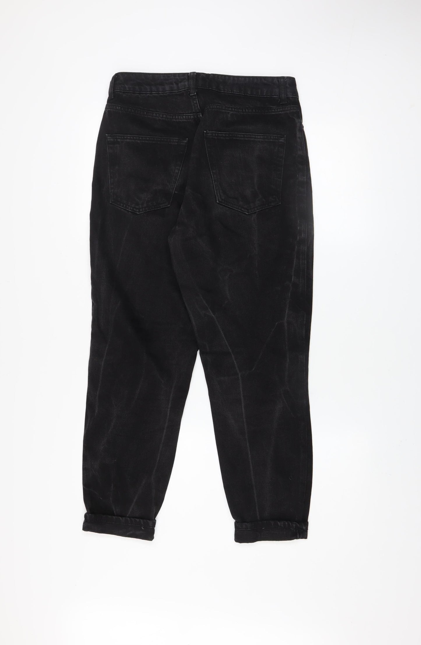 Womens UK Size 10 Topshop Regular Fit Mom Black Jeans