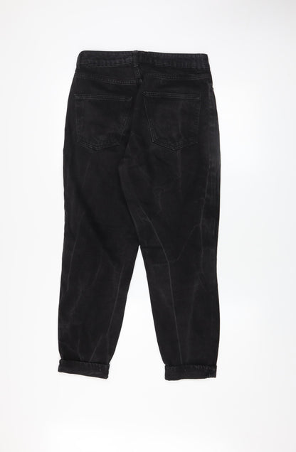 Womens UK Size 10 Topshop Regular Fit Mom Black Jeans
