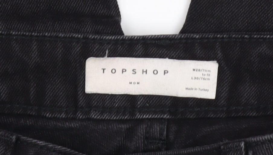 Womens UK Size 10 Topshop Regular Fit Mom Black Jeans