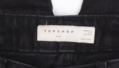 Womens UK Size 10 Topshop Regular Fit Mom Black Jeans