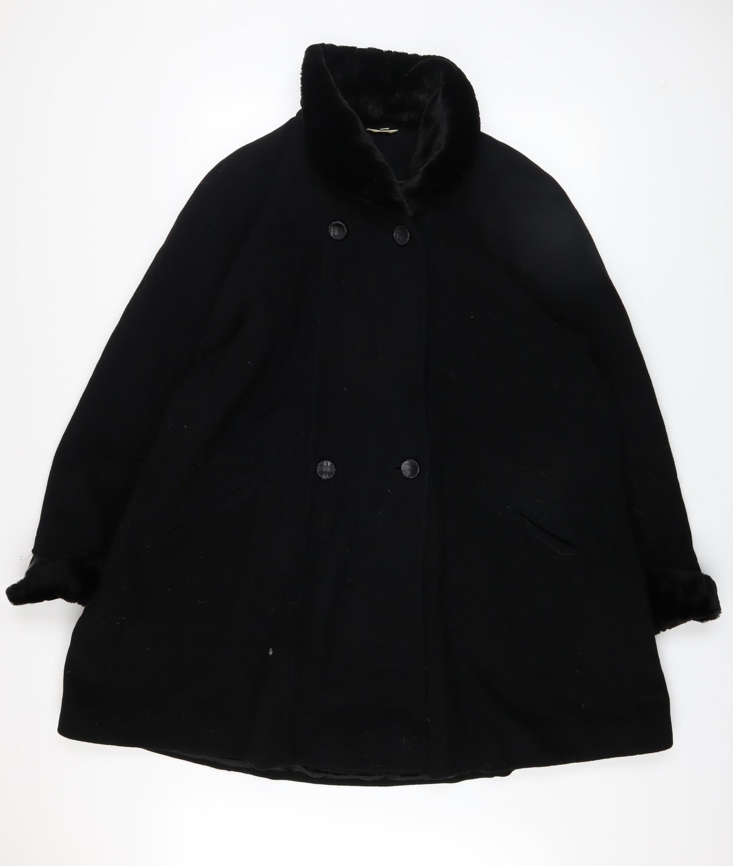 Womens UK Size 16 Kiss Collection Black Overcoat