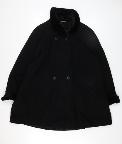 Womens UK Size 16 Kiss Collection Black Overcoat