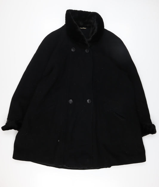 Womens UK Size 16 Kiss Collection Black Overcoat