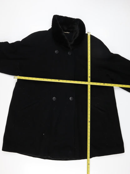 Womens UK Size 16 Kiss Collection Black Overcoat