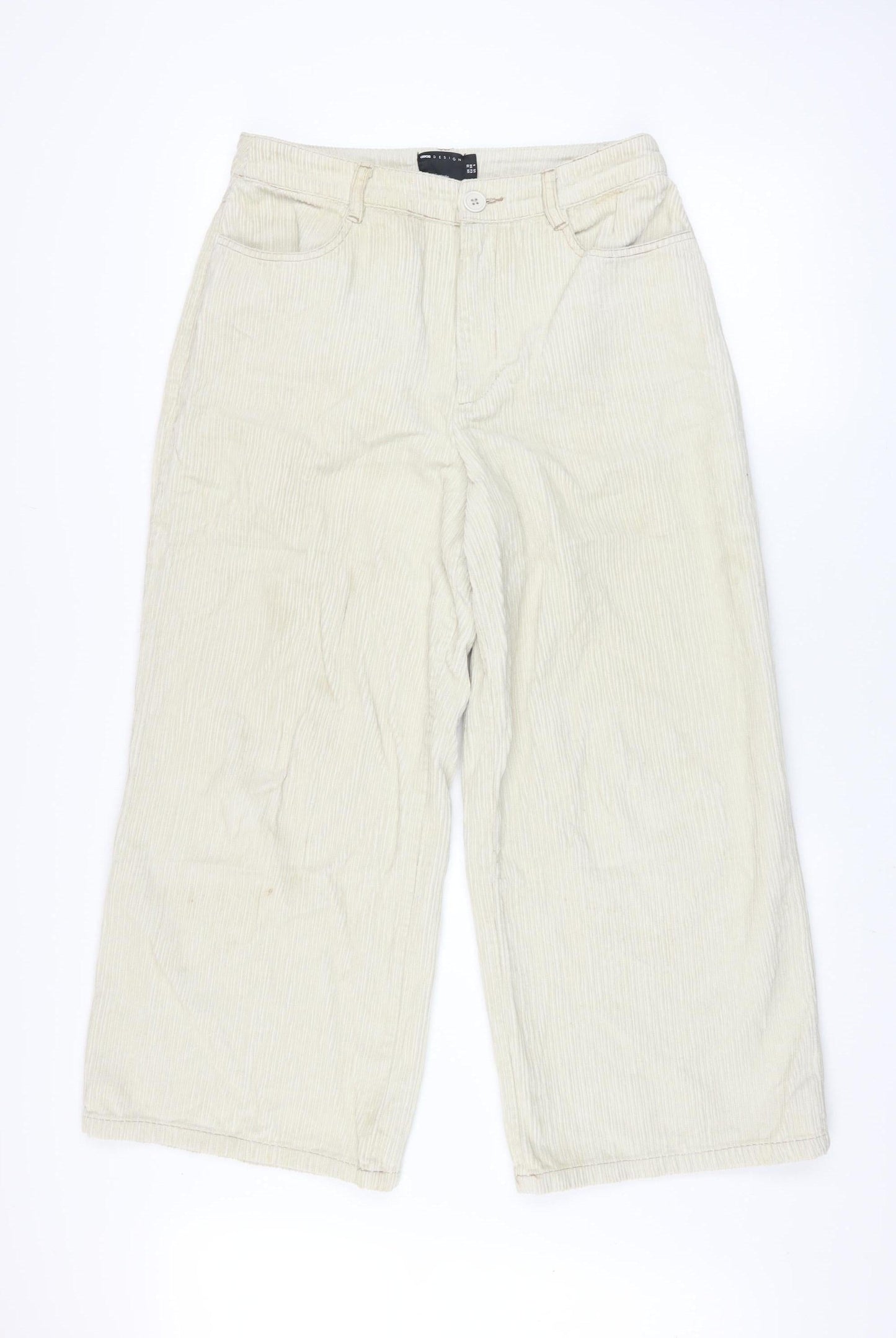 Womens UK Size 10 ASOS DESIGN Regular Fit Wide-Leg Beige Trousers