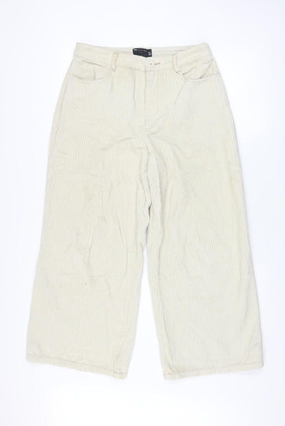 Womens UK Size 10 ASOS DESIGN Regular Fit Wide-Leg Beige Trousers