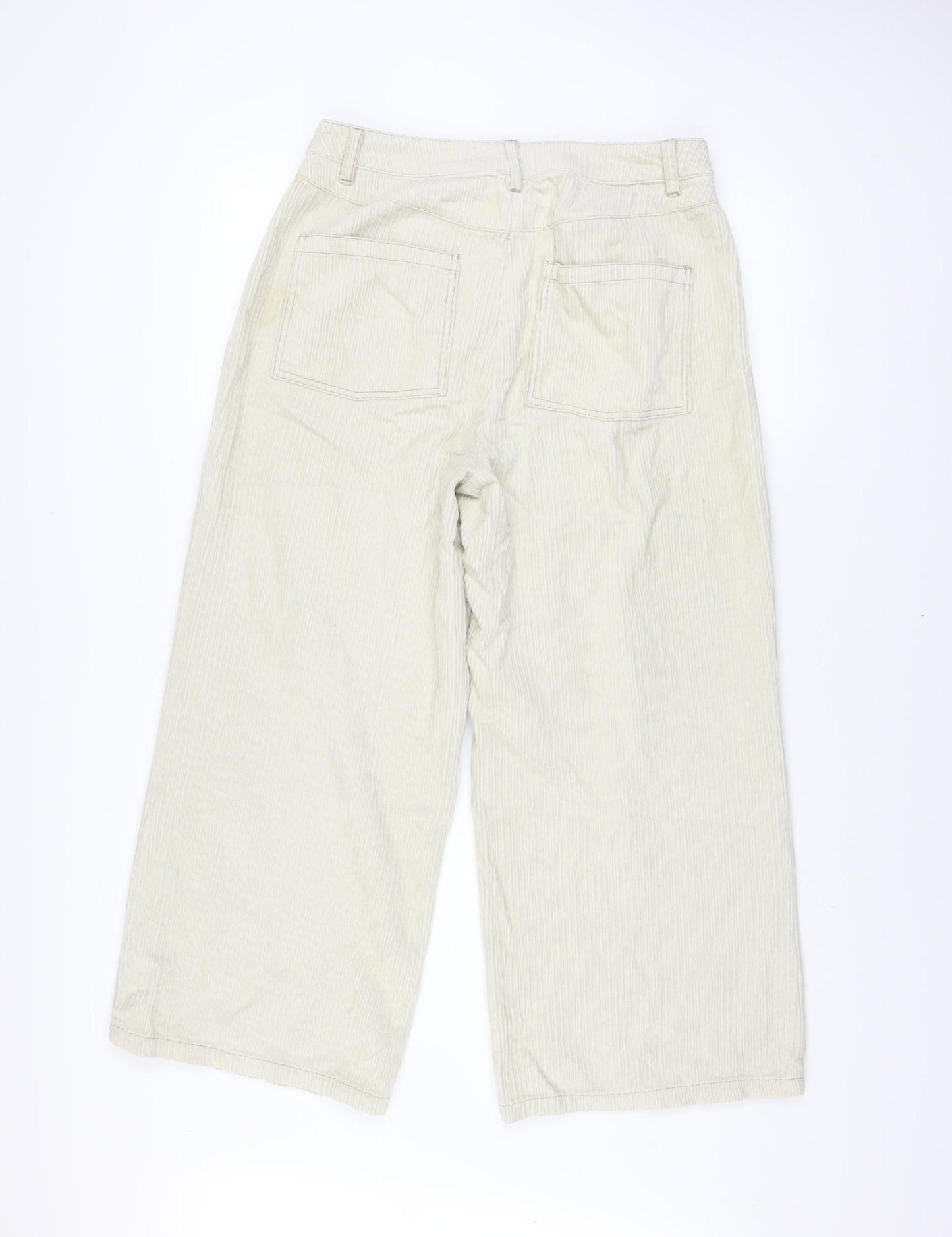 Womens UK Size 10 ASOS DESIGN Regular Fit Wide-Leg Beige Trousers