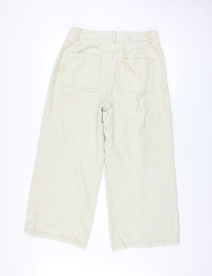 Womens UK Size 10 ASOS DESIGN Regular Fit Wide-Leg Beige Trousers