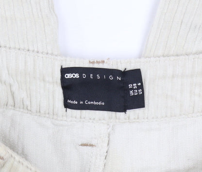 Womens UK Size 10 ASOS DESIGN Regular Fit Wide-Leg Beige Trousers
