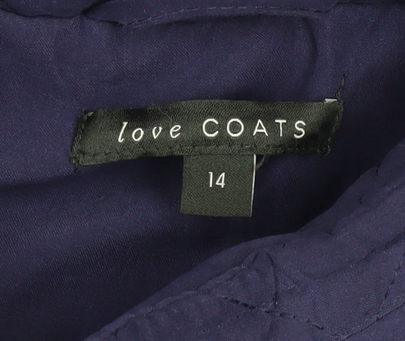 Womens UK Size 14 love COATS Blue Quilted Coat
