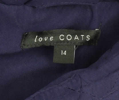 Womens UK Size 14 love COATS Blue Quilted Coat
