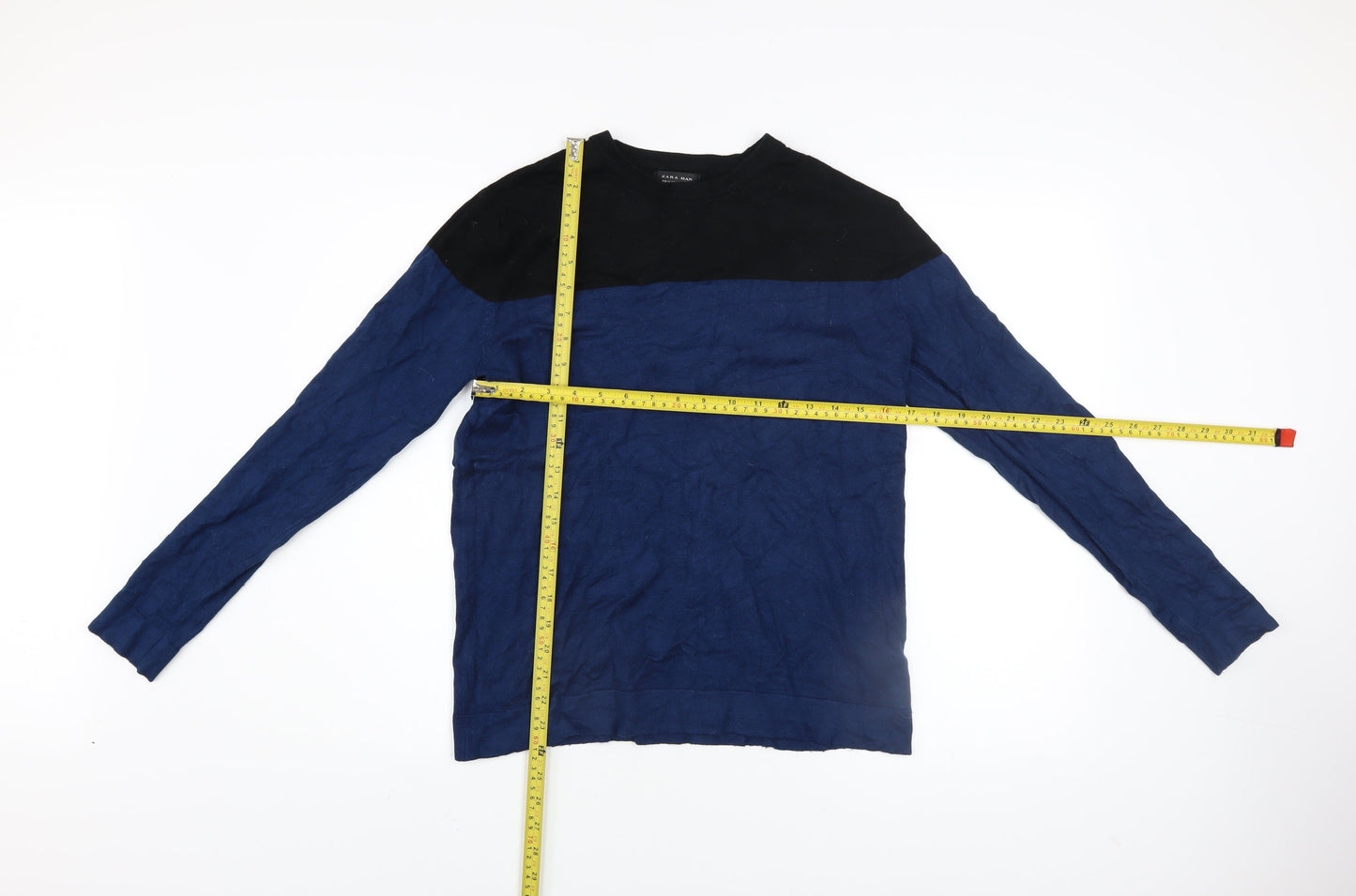 Mens UK Size M Zara Man Blue Pullover Jumper