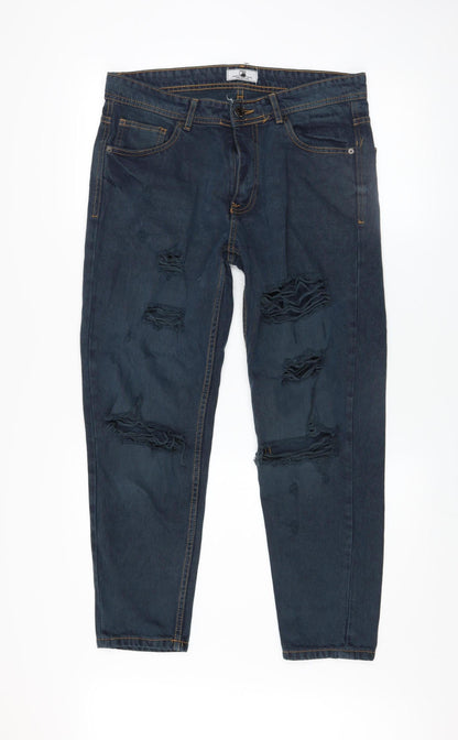 Mens UK Size 32 Don't Think Twice Regular Fit Straight Blue Jeans