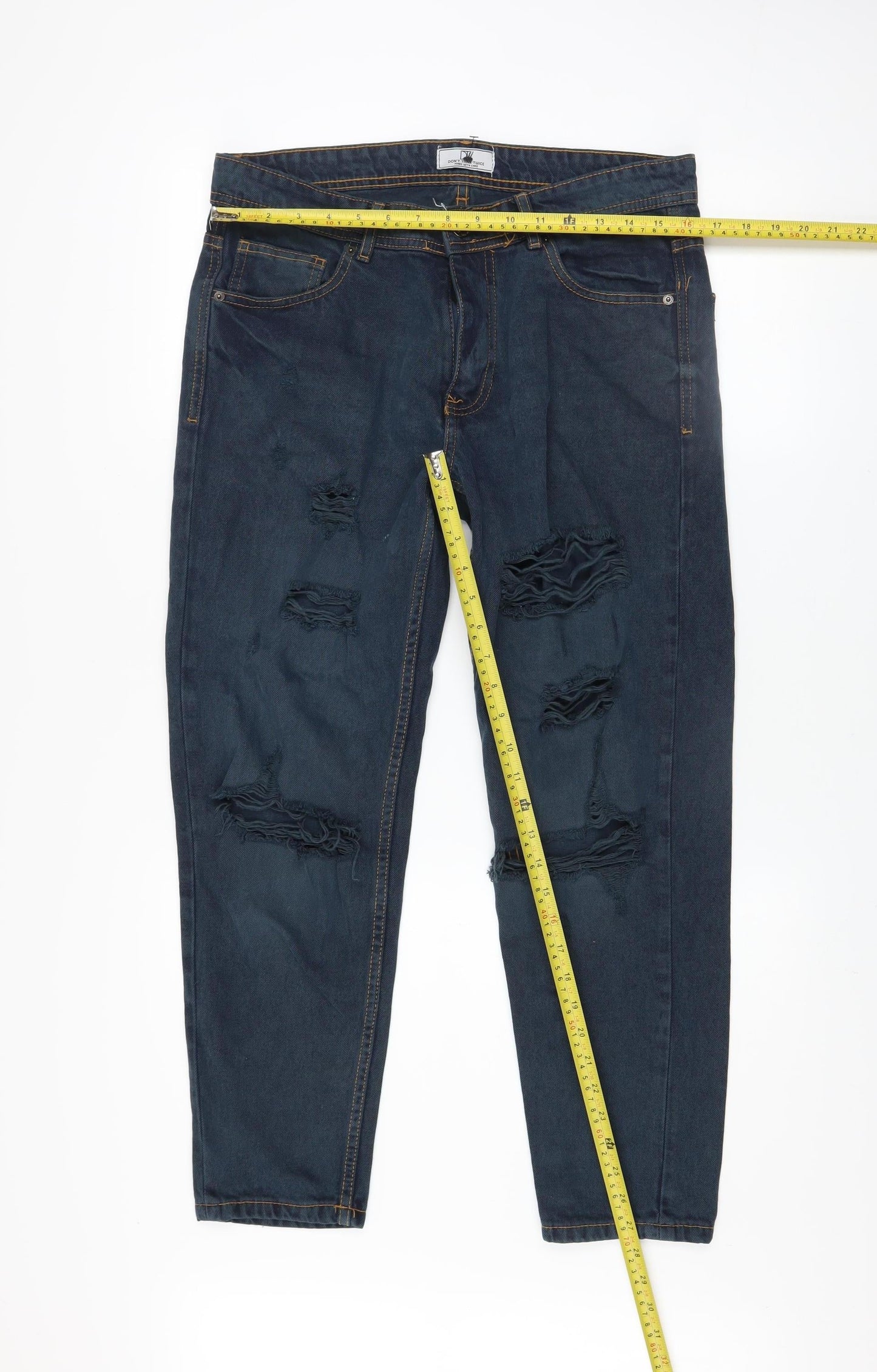 Mens UK Size 32 Don't Think Twice Regular Fit Straight Blue Jeans