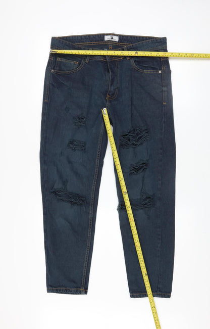 Mens UK Size 32 Don't Think Twice Regular Fit Straight Blue Jeans