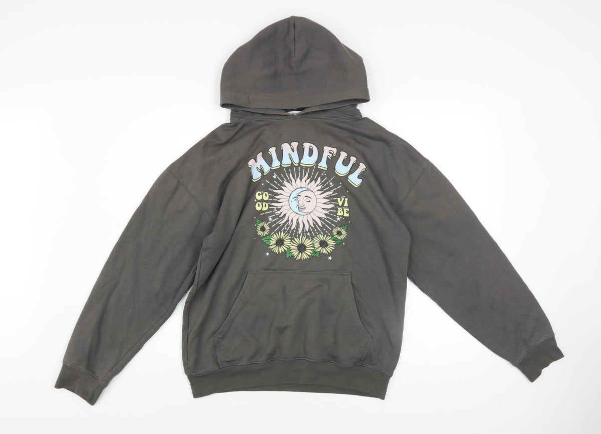 Womens UK Size S Spotted Grey Pullover Hoodie