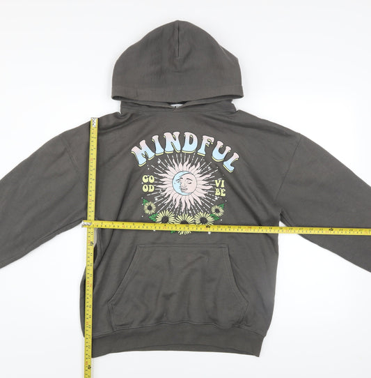 Womens UK Size S Spotted Grey Pullover Hoodie