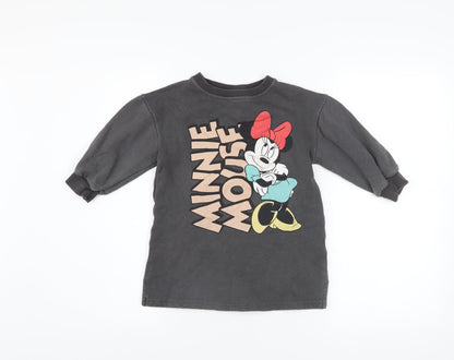 Disney Baby Girls Black Minnie Mouse Graphic Pullover Sweatshirt 2-3 Years