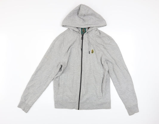 Mens UK Size M Luke Sport Grey Full Zip Hoodie