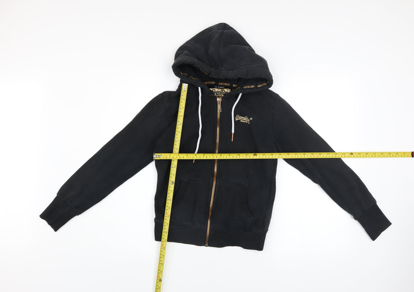 Womens UK Size 6 Superdry Black Full Zip Hoodie