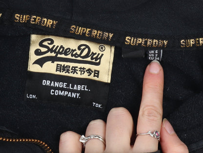 Womens UK Size 6 Superdry Black Full Zip Hoodie