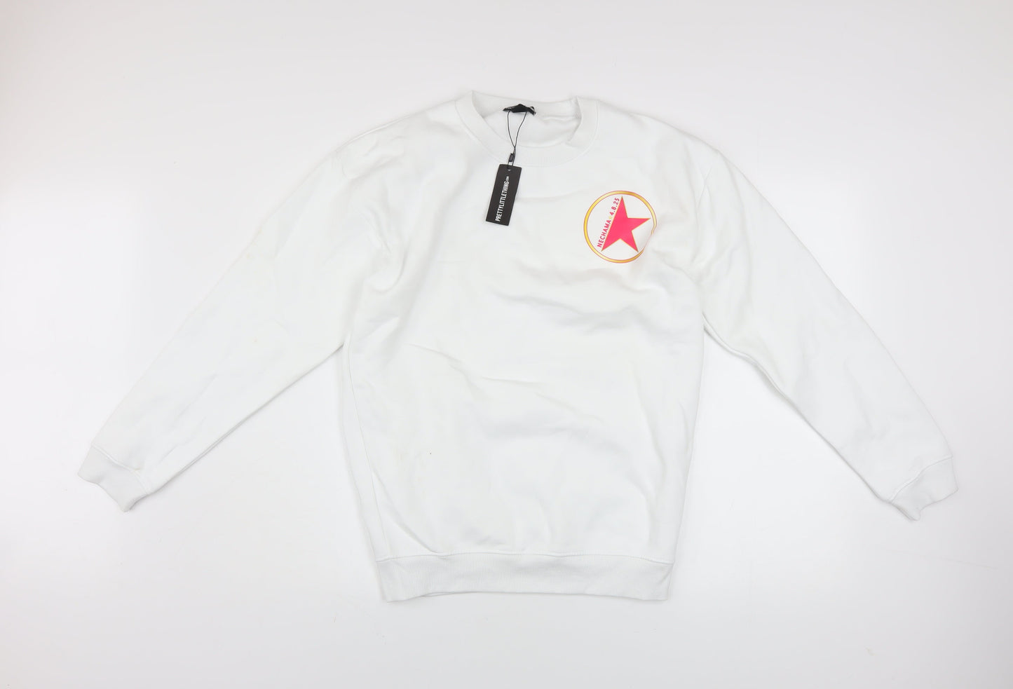 Womens UK Size S PRETTYLITTLETHING White Pullover Sweatshirt