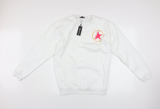 Womens UK Size S PRETTYLITTLETHING White Pullover Sweatshirt
