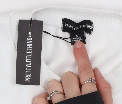 Womens UK Size S PRETTYLITTLETHING White Pullover Sweatshirt