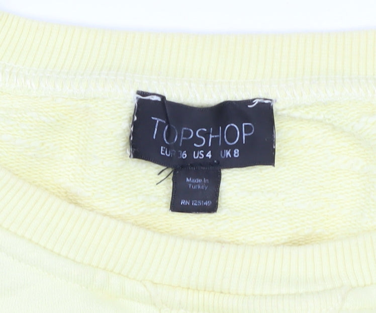 Womens UK Size 8 Topshop Yellow Basic T-Shirt