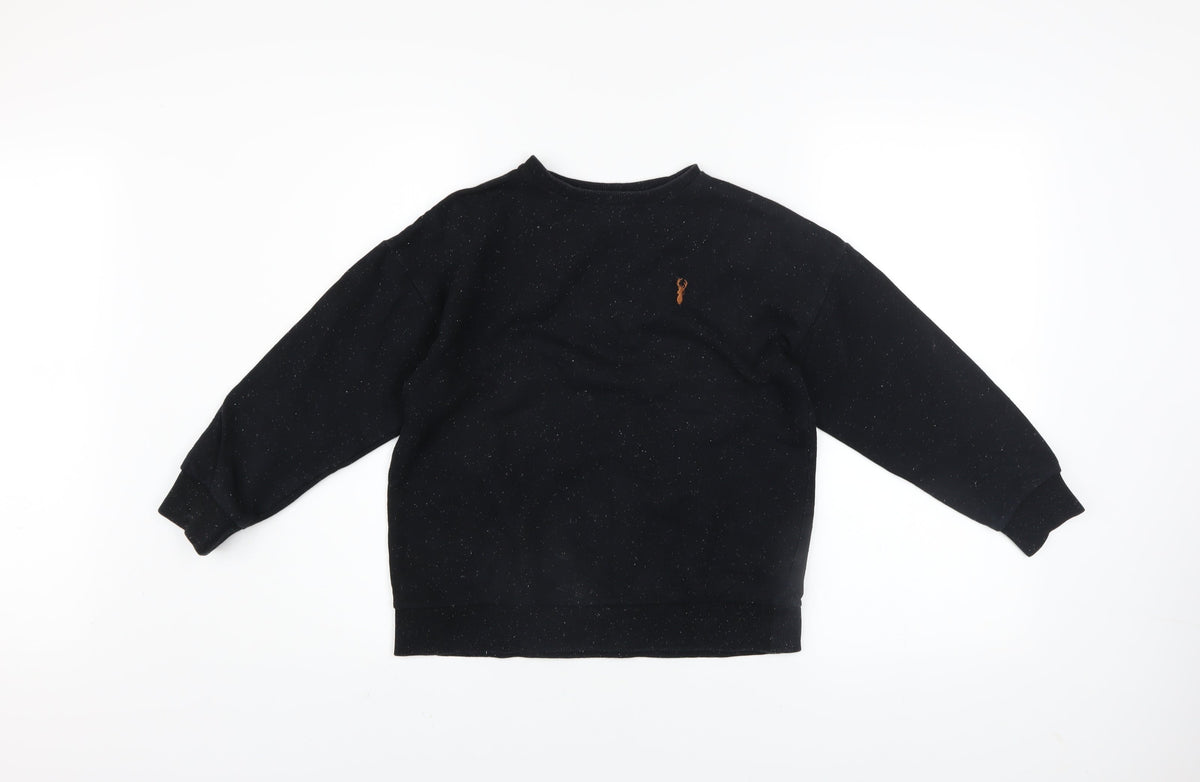 NEXT Boys Black Crew Neck Pullover Sweatshirt 9 Years Cotton Blend Logo