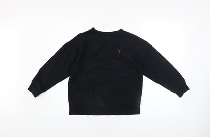 NEXT Boys Black Crew Neck Pullover Sweatshirt 9 Years Cotton Blend Logo