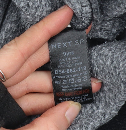 NEXT Boys Black Crew Neck Pullover Sweatshirt 9 Years Cotton Blend Logo